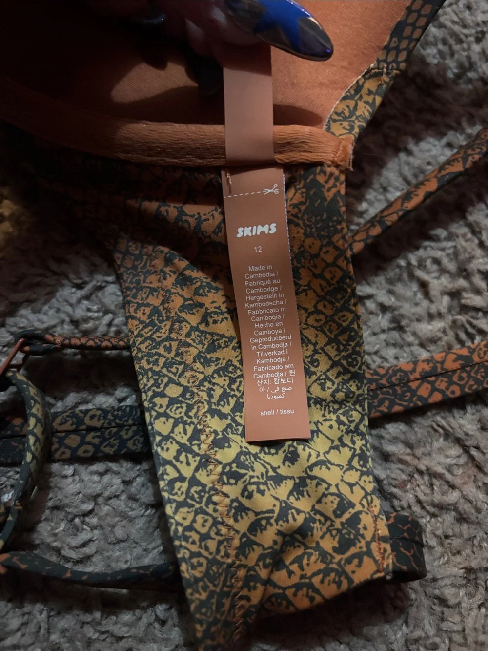 SKIMS Brown Snake-Print Padded bikini